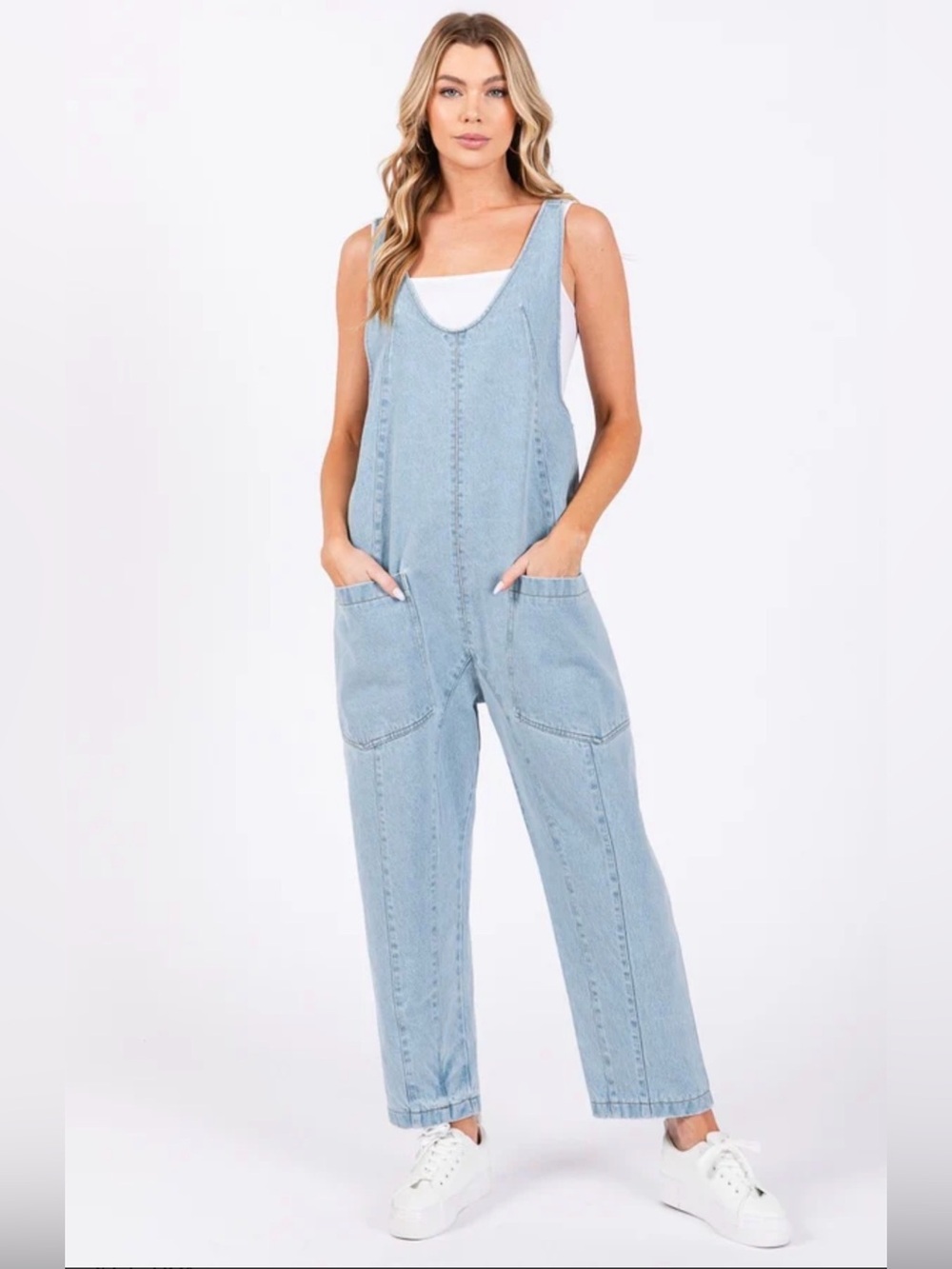 Light Blue Denim Overalls - Women's Relaxed Fit Jeans Overall